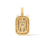 Rounded Rectangle Round and Baguette Diamond Pendant 2.30 ct. 10k Yellow Gold