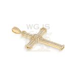 Baguette and Round Diamond Cross Pendant 1.30 ct. 14k Yellow Gold