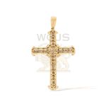 Baguette and Round Diamond Cross Pendant 1.30 ct. 14k Yellow Gold