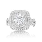 Diamond Engagement Ring 1.43 ct. Pillow Shaped 14k White Gold