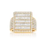 Men&#39;s Square Baguette Diamond Ring 3.68 ct. 14k Yellow Gold