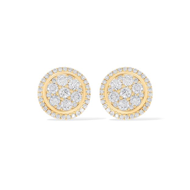 Round Design Diamond Earrings 0.88 ct. 10k Yellow Gold