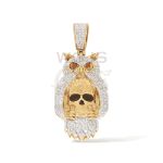 Diamond Owl Holding Skull Head Pendant 0.51 ct. 10k Yellow Gold