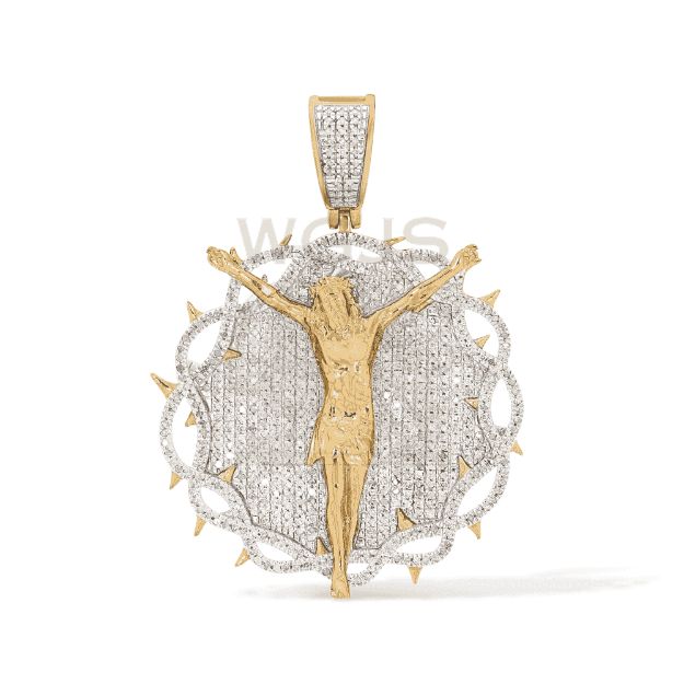 Diamond Christ Thorn Bezel Medallion 0.91 ct. 10k Yellow Gold