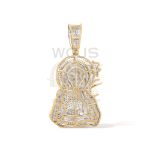 Diamond Mary holding a Rose Pendant 0.67 ct. 10k Yellow Gold