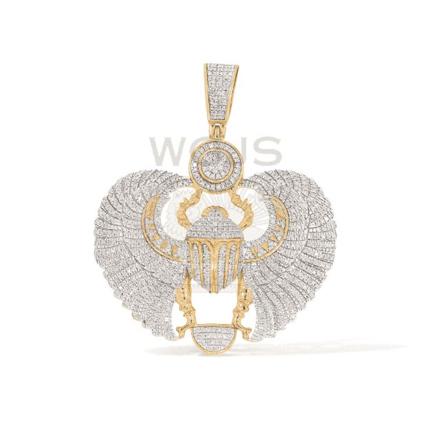 Diamond Scarab Beetle Wings Pendant 0.90 ct. 10k Yellow Gold