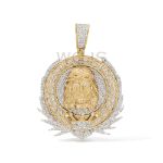 Diamond Jesus Head Crown Medallion 0.72 ct. 10k Yellow Gold