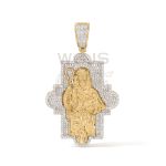 Diamond Jesus the Good Sheppard Pendant 0.56 ct. 10K Yellow Gold