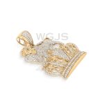 Diamond Lion Crown Pendant 1.53 ct. 10k Yellow Gold