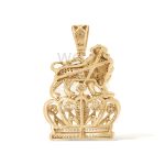 Diamond Lion Crown Pendant 1.53 ct. 10k Yellow Gold