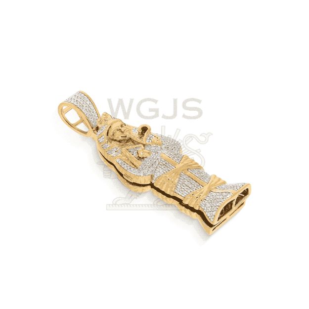 Diamond King Tut Tomb Pendant 0.82 ct. 10k Yellow Gold