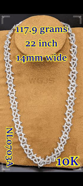 Diamond Thorn Pattern Necklace 11.00 ct. 10k White Gold 14 mm 22 inch