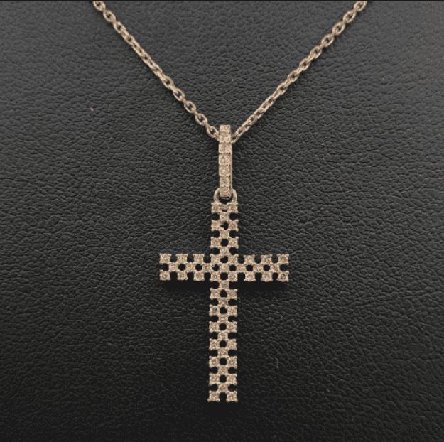 Diamond Cross with Gold Chain 0.35ct 14K Rose Gold