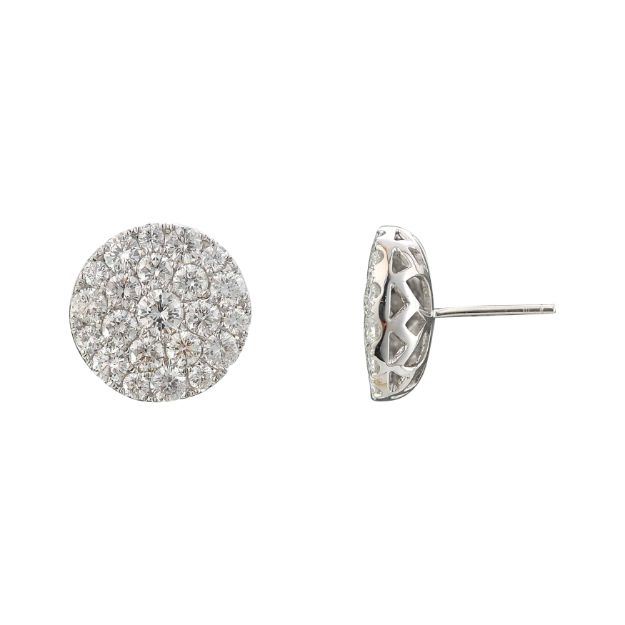 Round Diamond Earrings 4.46 ct. 14K White Gold 15.5mm