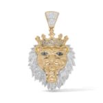 Diamond Lion Head Pendant 0.75 ct. 10K Yellow Gold