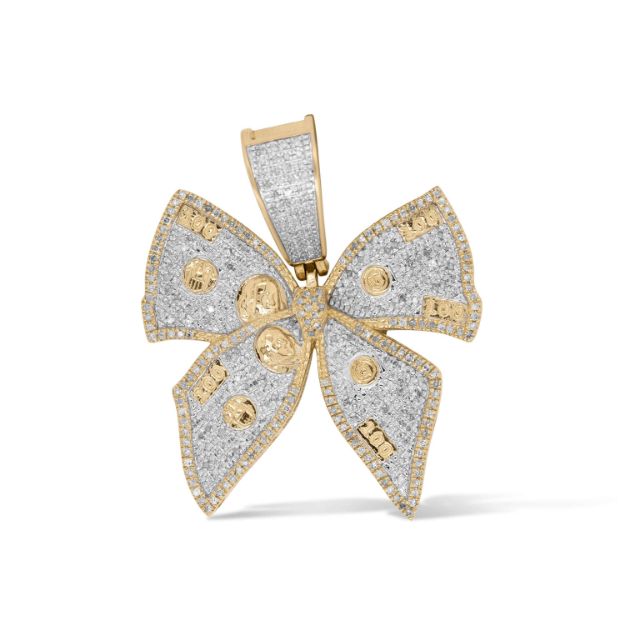 Diamond Bow Pendant 0.61 ct. 10K Yellow Gold