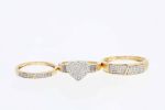 Diamond Heart Wedding Trio Set 0.70 ct. 10k Yellow Gold