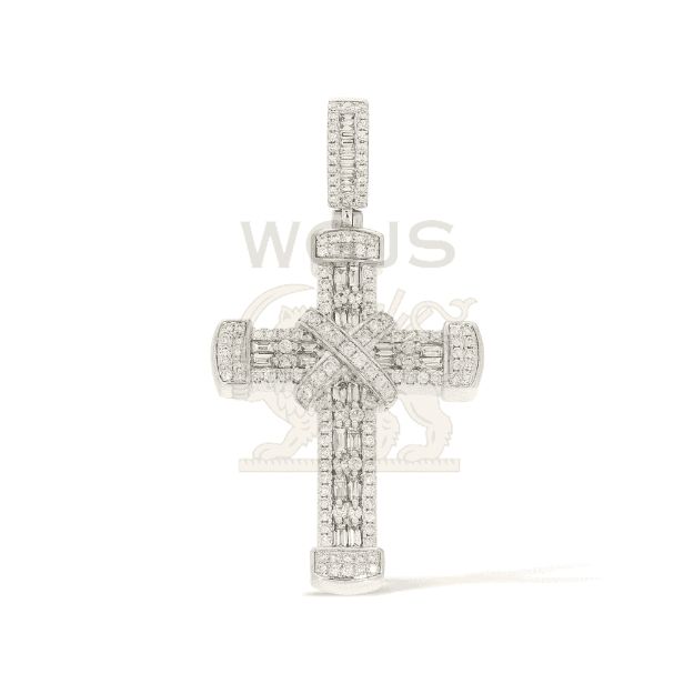 Diamond Cross Pendant 1.92 ct. 14k White Gold