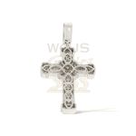 Diamond Cross Pendant 1.92 ct. 14k White Gold