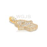 Baguette Diamond Hamza Hand Pendant 4.00 ct. 14k Yellow Gold