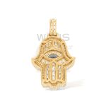 Baguette Diamond Hamza Hand Pendant 4.00 ct. 14k Yellow Gold