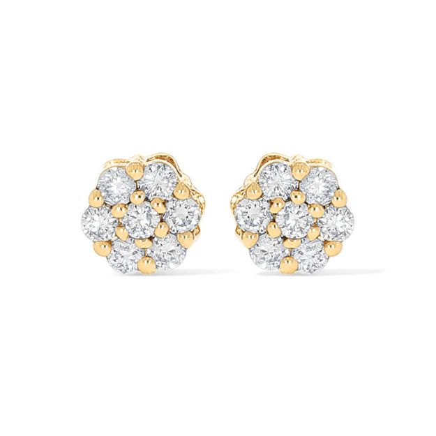 Round Cluster Diamond Earrings 0.18 ct. 10k Yellow Gold