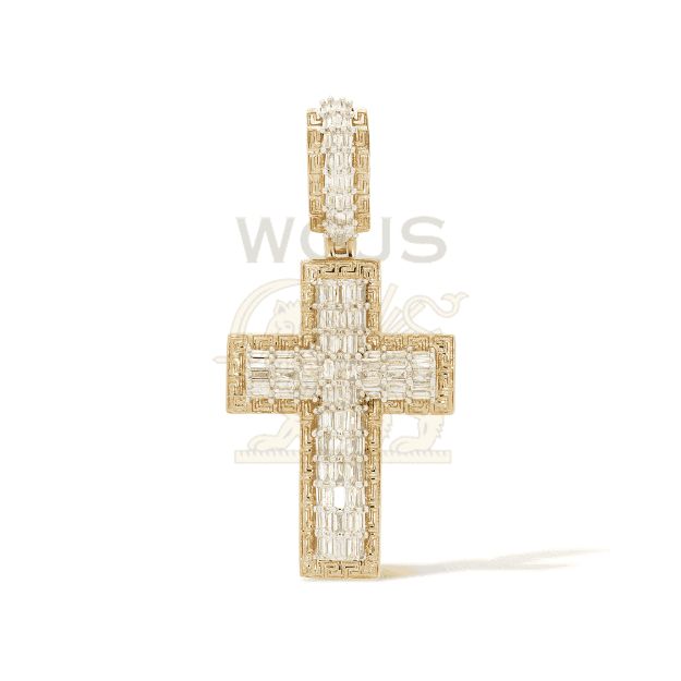 Baguette Diamond Cross Pendant 1.35 ct. 14k Yellow Gold