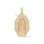 Diamond Mother Mary Pendant 2.00 ct. 14k Yellow Gold