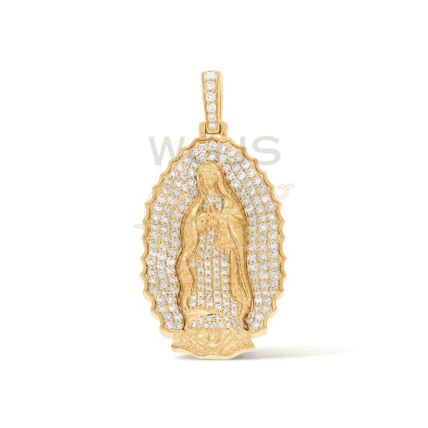 Diamond Mother Mary Pendant 2.00 ct. 14k Yellow Gold