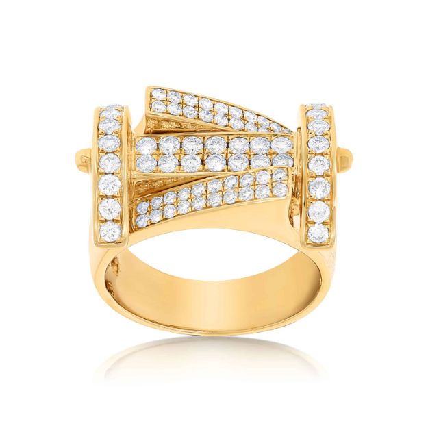 Men&#39;s Unique Pave Diamond Ring 1.37 ct. 10k Yellow Gold