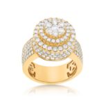 Men&#39;s Round Cluster Diamond Ring 4.02 ct. 10k Yellow Gold