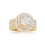 Men&#39;s Round Cluster Diamond Ring 4.02 ct. 10k Yellow Gold