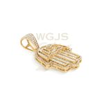 Baguette Diamond Hamza Hand Pendant 1.10 ct. 10k Yellow Gold