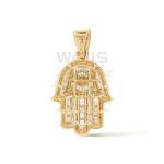 Baguette Diamond Hamza Hand Pendant 1.10 ct. 10k Yellow Gold