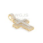 Baguette and Round Diamond Cross Pendant 4.26 ct. 14k Yellow Gold