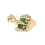 Diamond Crown Pendant Green Stone 1.85 ct. 10k Yellow Gold