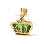 Diamond Crown Pendant Green Stone 1.85 ct. 10k Yellow Gold