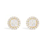 Round Cluster Halo Diamond Earrings 1.50 ct. 10k Yellow Gold