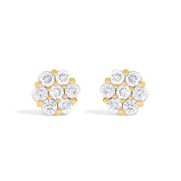 Round Diamond Earrings 1.70 ct. 10k Yellow Gold