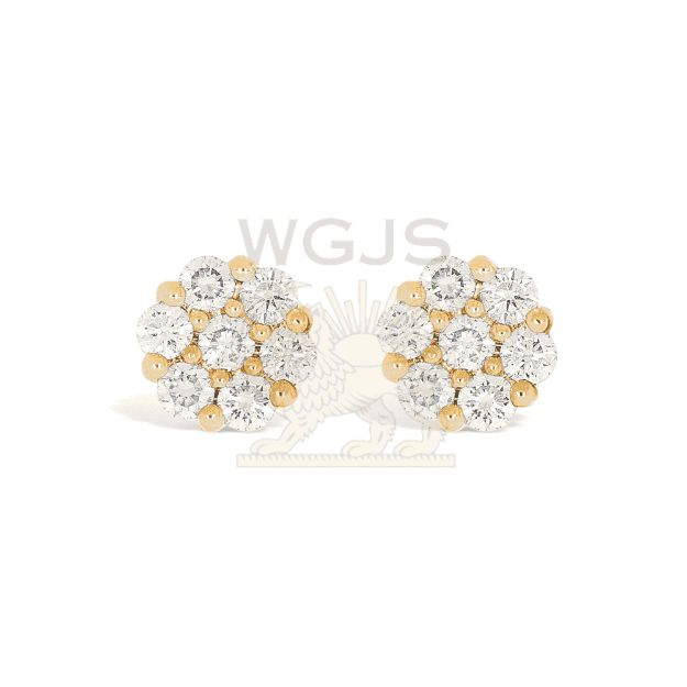 Round Design Diamond Earrings 0.90 ct. 10k Yellow Gold