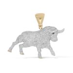 Diamond Stock Exgange Bull Pendant 1.65 ct. 10K Yellow Gold