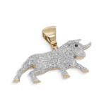 Diamond Stock Exgange Bull Pendant 1.65 ct. 10K Yellow Gold