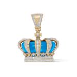 Diamond Crown with Blue Stone Pendant 0.65 ct. 10K Yellow Gold