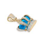 Diamond Crown with Blue Stone Pendant 0.65 ct. 10K Yellow Gold