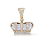 Diamond Crown with  White Enamel Pendant 0.65 ct. 10K Yellow Gold