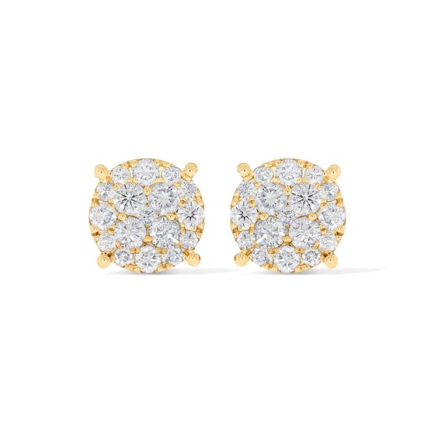 Round Diamond Earrings 1.95 ct. 10k Yellow Gold