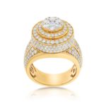 Men&#39;s Round Cluster Diamond Ring 3.85 ct. 14k Yellow Gold