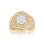 Men&#39;s Round Cluster Diamond Ring 3.85 ct. 14k Yellow Gold