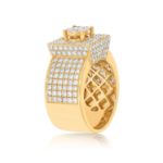 Men&#39;s Square Top Cluster Diamond Ring 3.75 ct. 10k Yellow Gold