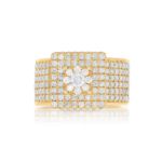 Men&#39;s Square Top Cluster Diamond Ring 3.75 ct. 10k Yellow Gold